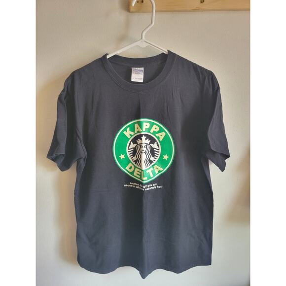 Funny Humor Parody Starbucks Kappa Delta College T Shirt black Medium - Picture 5 of 5